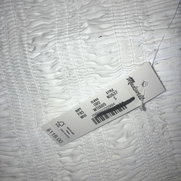 Madewell Womens White Smocked-Waist Poplin Midi Skirt - Picture 7 of 8